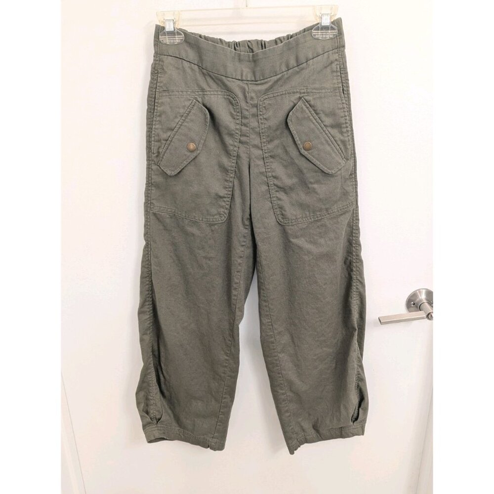 Army Green Wide Leg Cargo Pants Linen-Cotton Blend Banana Republic XS